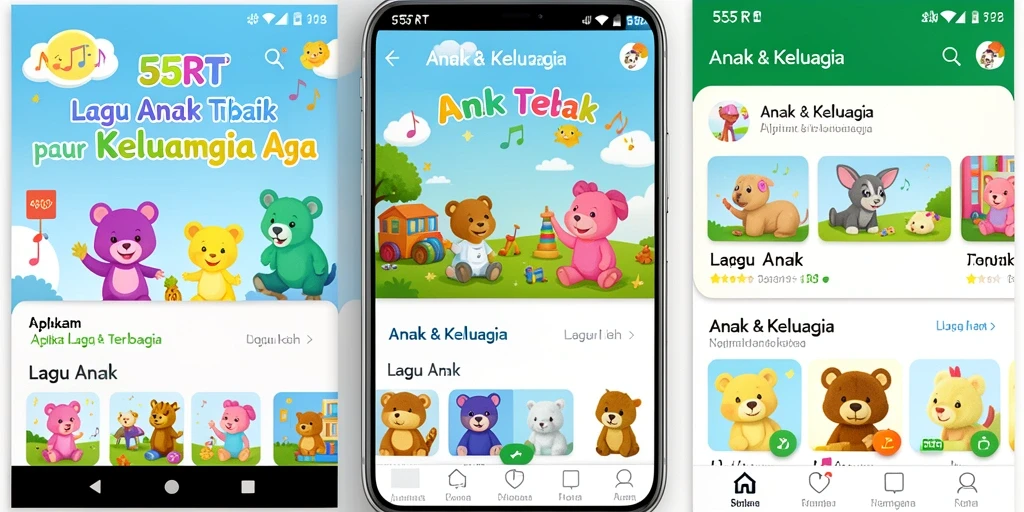 Tampilan antarmuka aplikasi 55RT yang menarik dan ramah anak.