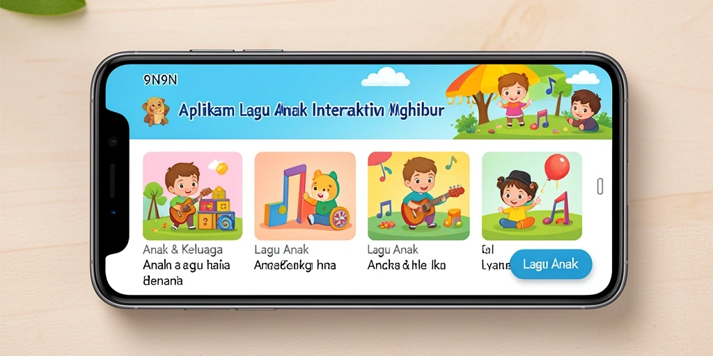Tampilan antarmuka ceria dan interaktif aplikasi Lagu Anak.