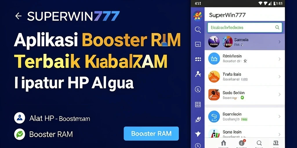 Antarmuka pengguna SUPERWIN777 yang sederhana dan fungsional untuk optimasi RAM.