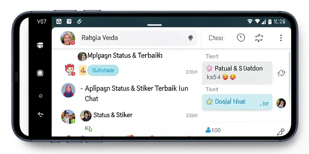 Tampilan antarmuka V07 dengan berbagai koleksi stiker menarik.